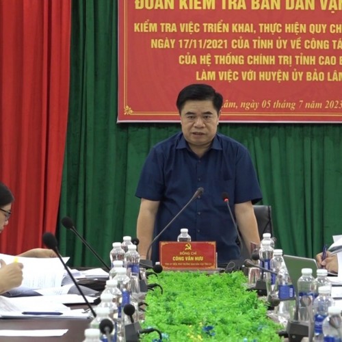 Ban Dân vận Tỉnh uỷ kiểm tra Quy chế công tác Dân vận của hệ thống chính trị tỉnh Cao Bằng (Quy chế 04) tại huyện Bảo Lâm.